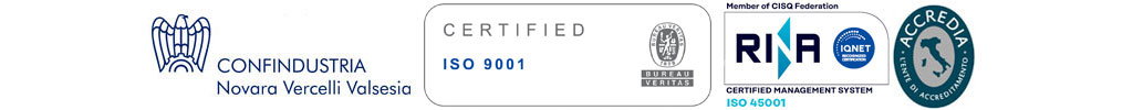 Aderente Confindustria AIN | UKAS Quality Management 008 | ISO 9001 Bureau Veritas Certification | ISO 45001 Bureau Veritas Certification