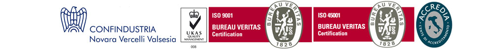 Aderente Confindustria AIN | UKAS Quality Management 008 | ISO 9001 Bureau Veritas Certification | ISO 45001 Bureau Veritas Certification